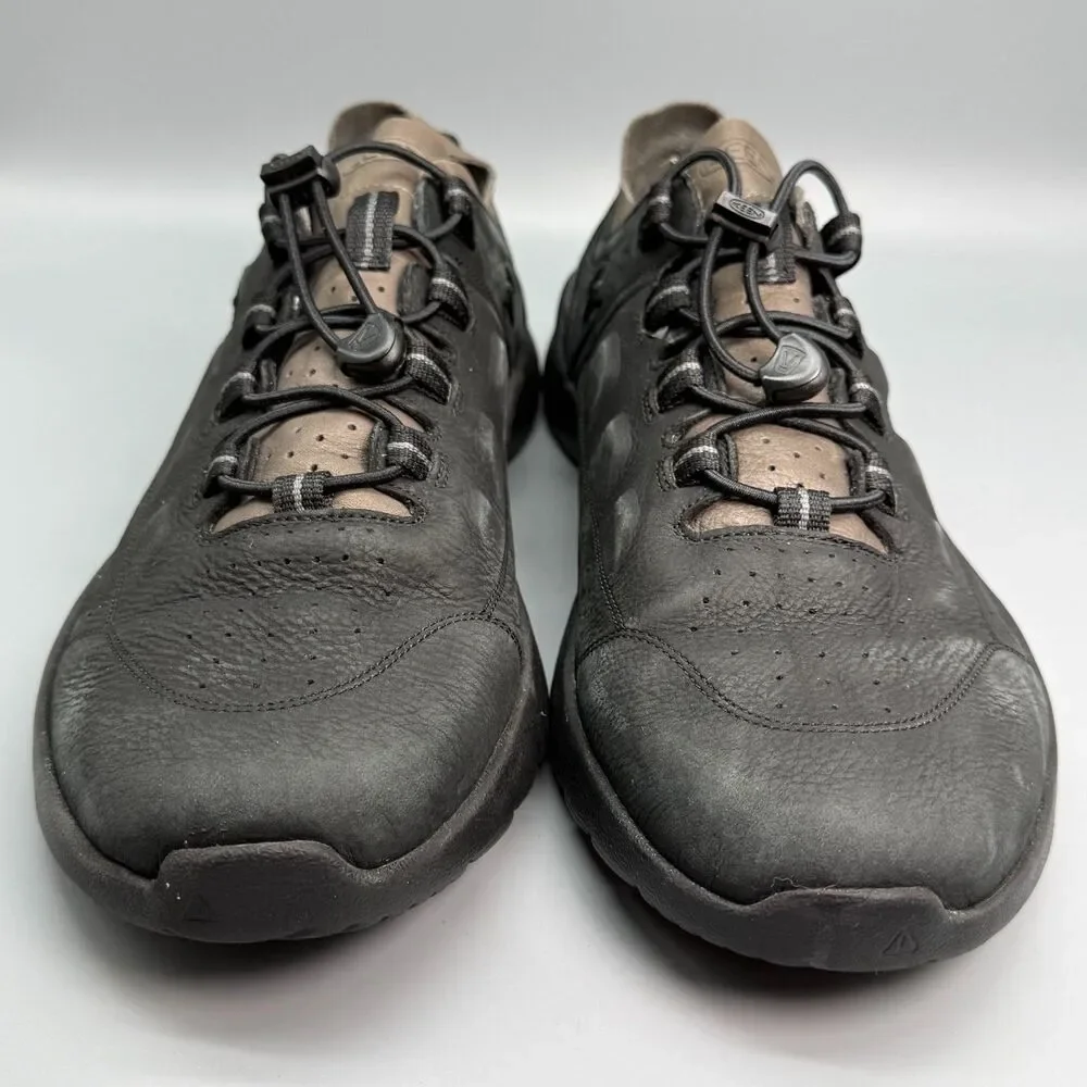 KEEN Highland Men's 14 Black Leather Cord Lock Low Top Walking Casual Sneakers
